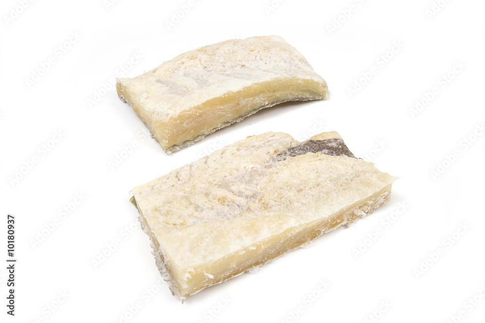 Salt cod isolated on a white studio background
