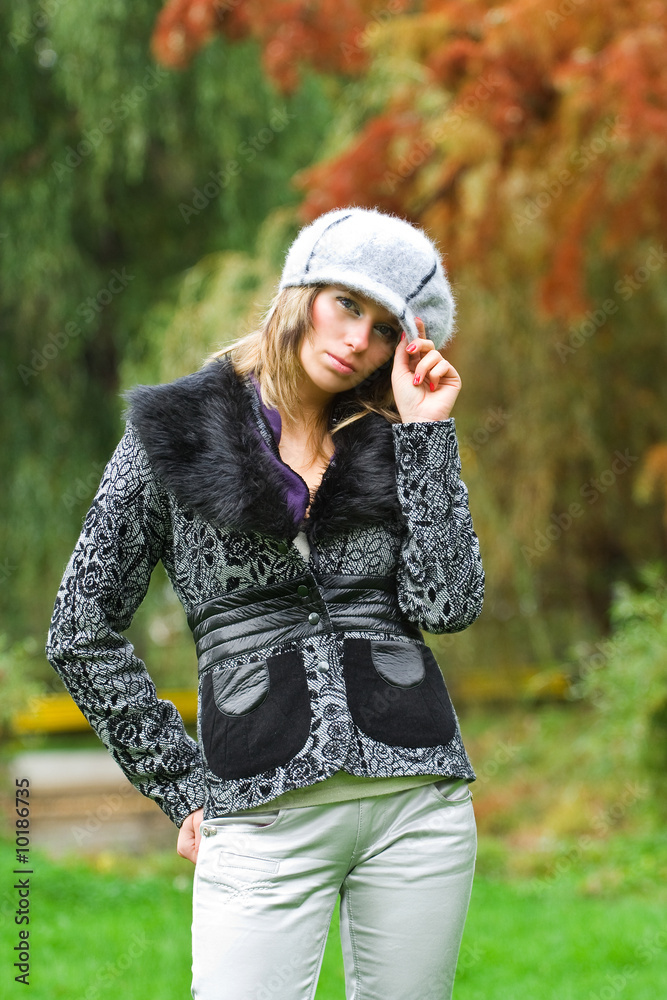 Portrait of a beautiful woman with hat outdoor Portrait of a beautiful woman with hat outdoor