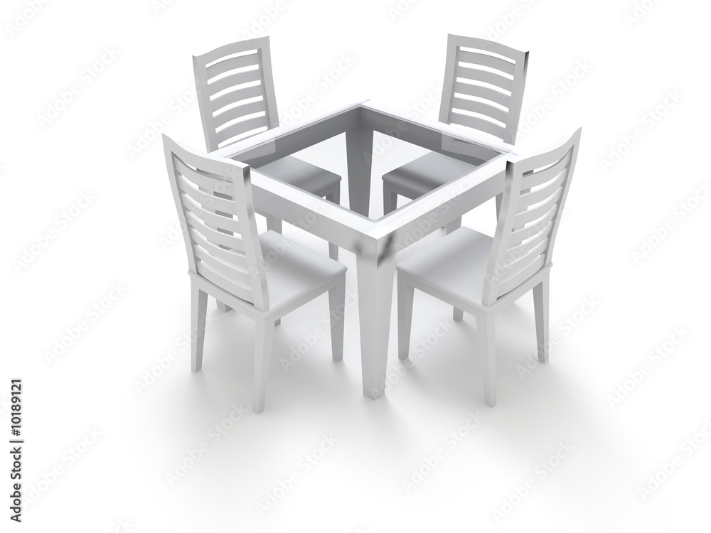 Dining room with chairs and a table in light tones Dining room with chairs and a table in light tones