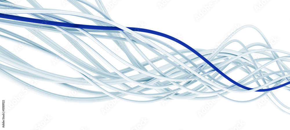 metallic fibre-optical blue and white cables metallic fibre-optical blue and white cables
