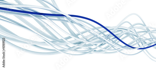 metallic fibre-optical blue and white cables