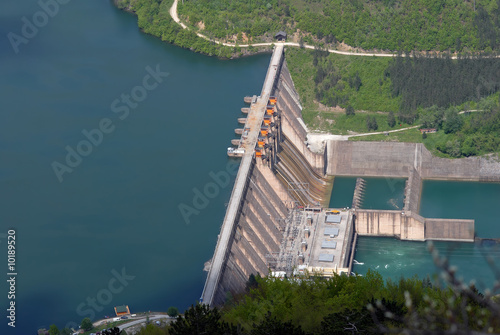 Water barrier dam, Perucac, river Drina, Serbia photo