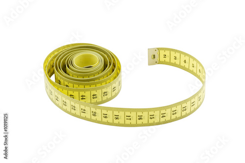 yellow tape measure isolated on white background