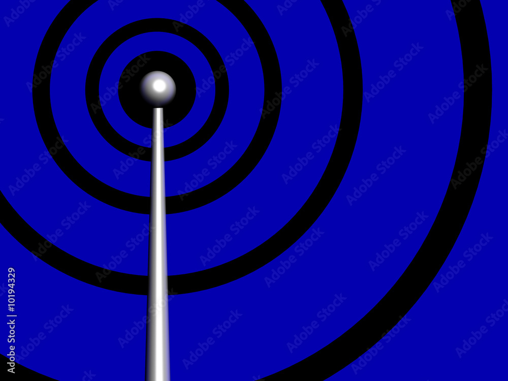 3d illustration of antenna and radio waves
