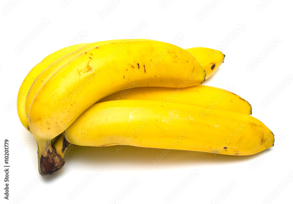 Ripe bananas on the white background. Shallow DOF