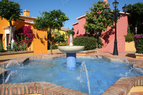 Sunny patio with fountain, Spain