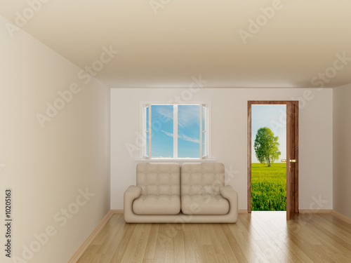 Landscape behind the open d...