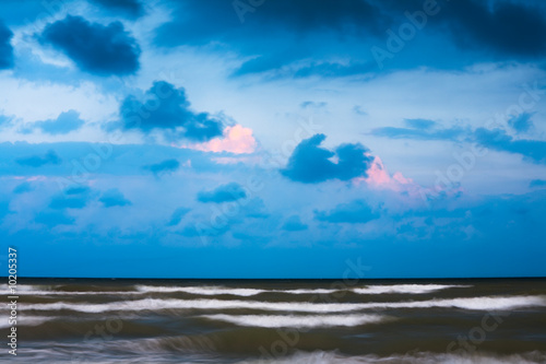 Stormy weather on beach on Black Sea. Anapa, Russia