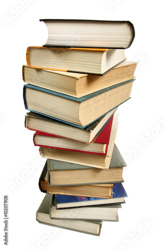 Stack of books isolated over white background