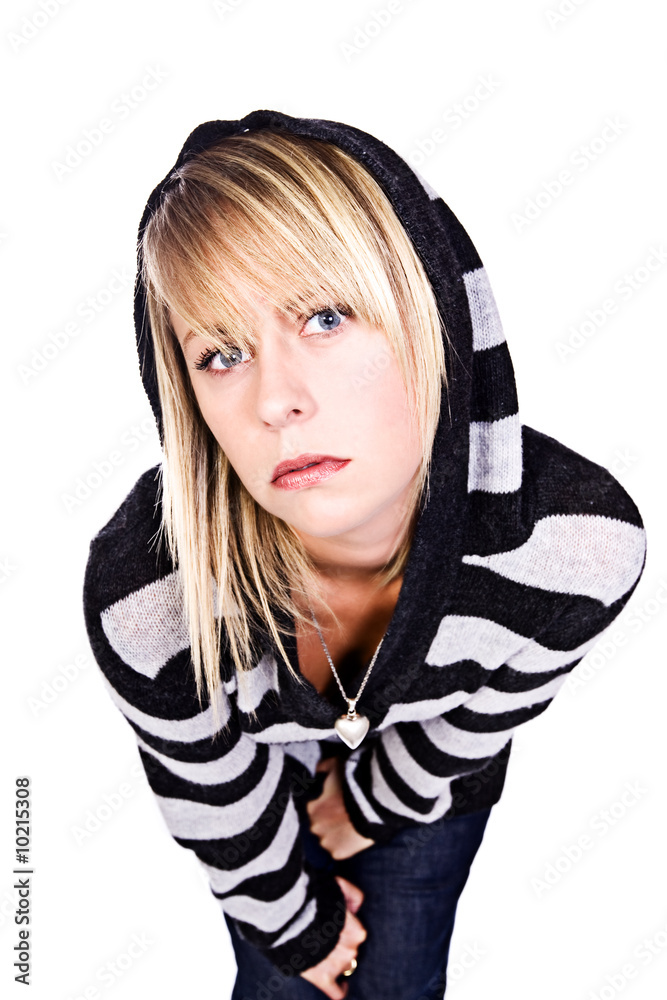 Beautiful Blonde Leaning Towards Camera Beautiful Blonde Leaning Towards Camera