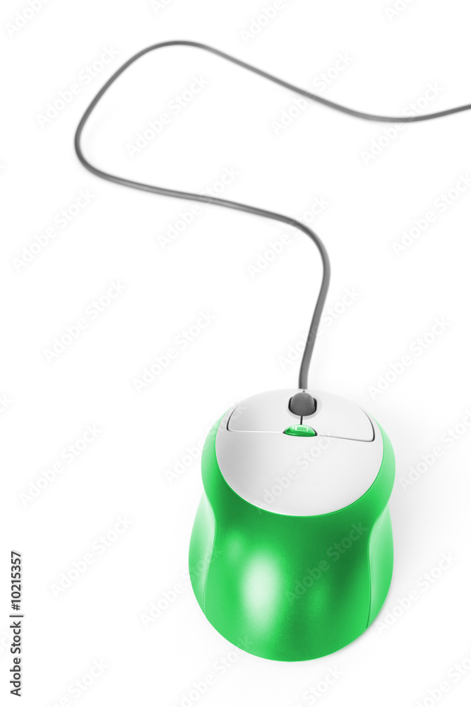 green computer mouse isolated on white. green computer mouse isolated on white.