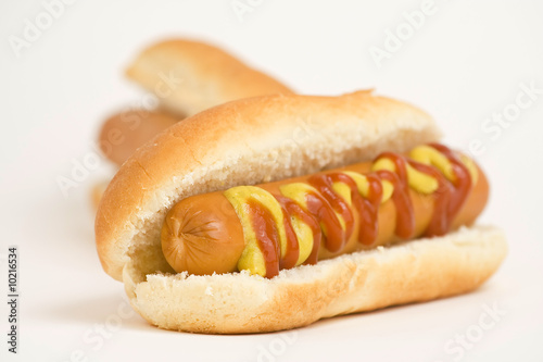 fast food, delicious hot dog isolated over white background