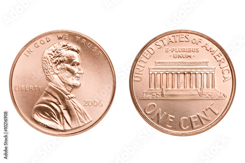penny macro both sides, one American cent coin isolated © Sascha Burkard