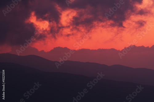 Sunset in  mountains