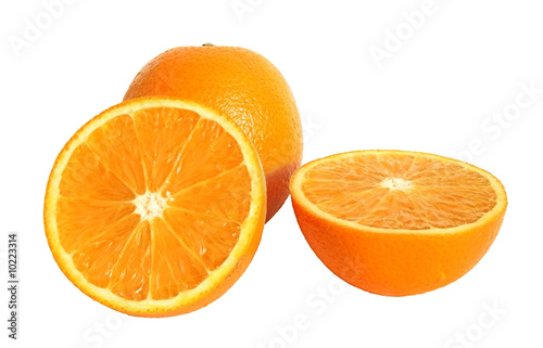 Ripe orange on a white background.