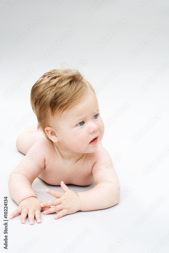 portrait little baby on the white background portrait little baby on the white background