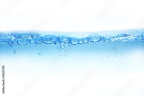 the blisters of air in water on white background