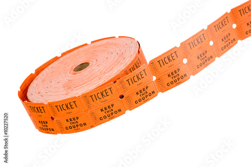 reel of tickets on white background