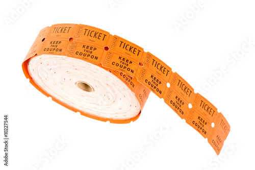 reel of tickets on white background