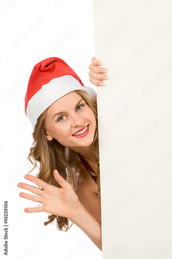 Blank sign - Mrs Santa Claus (with copy space) Blank sign - Mrs Santa Claus (with copy space)