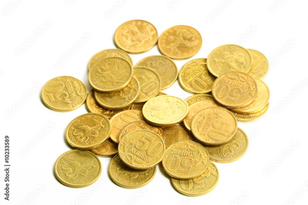 coins piles isolated on white background coins piles isolated on white background