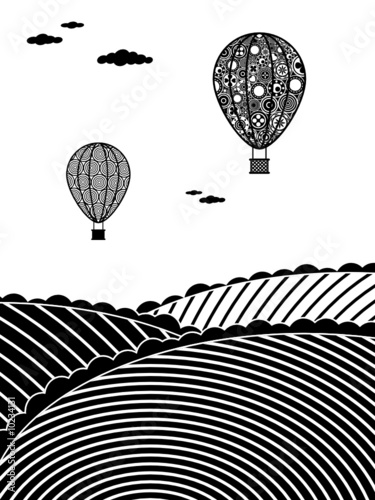 hot air balloons with circle pattern