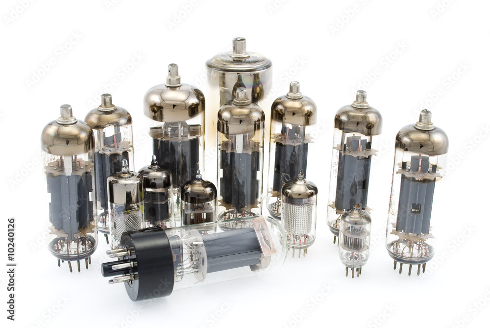 glass vacuum radio tubes isolated on white background glass vacuum radio tubes isolated on white background