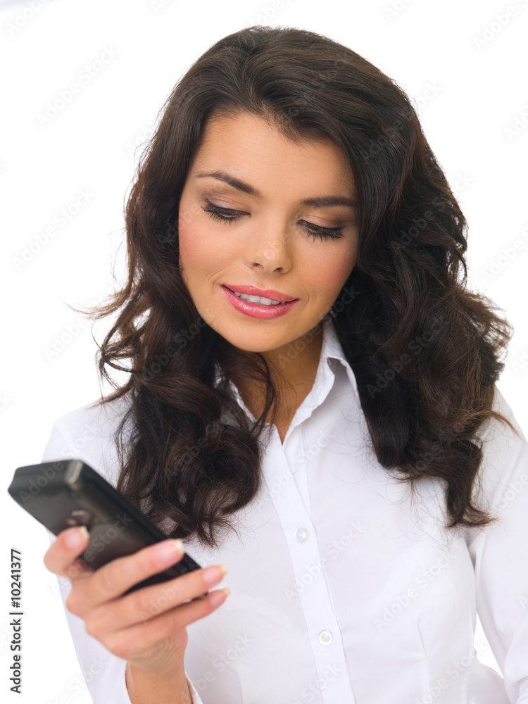 Portrait of beautiful business woman using cell phone Portrait of beautiful business woman using cell phone