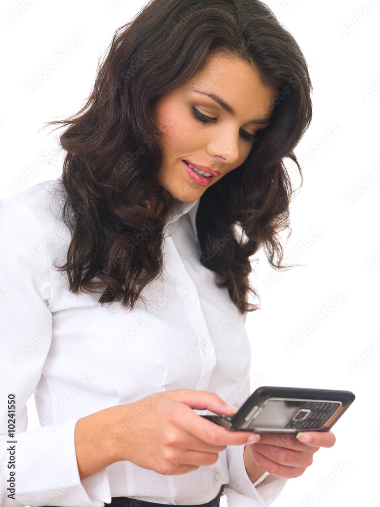 Portrait of beautiful business woman using cell phone Portrait of beautiful business woman using cell phone