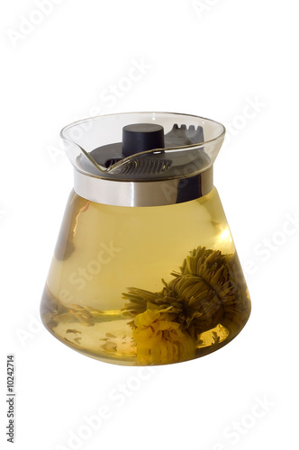 A glass teapot with Lotus F...