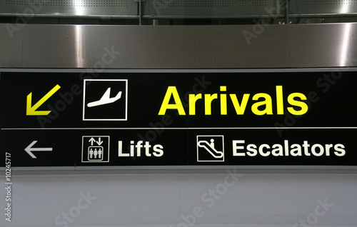Arrivals, lifts and escalators signs at Dublin Airport