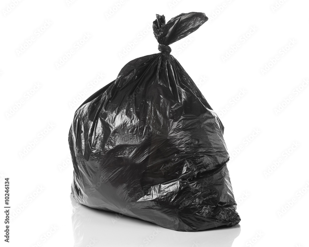 garbage bag isolated on a white background with reflection garbage bag isolated on a white background with reflection