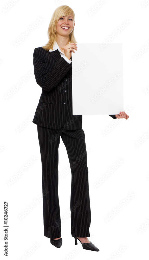 Beautiful Young Woman Holding a Blank White Sign Beautiful Young Woman Holding a Blank White Sign