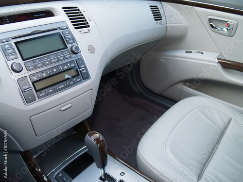 front interior for a new car with leather seats © cfarmer
