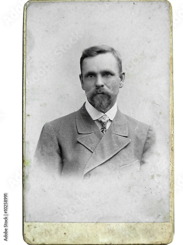 Vintage photo man in the jacket on background.