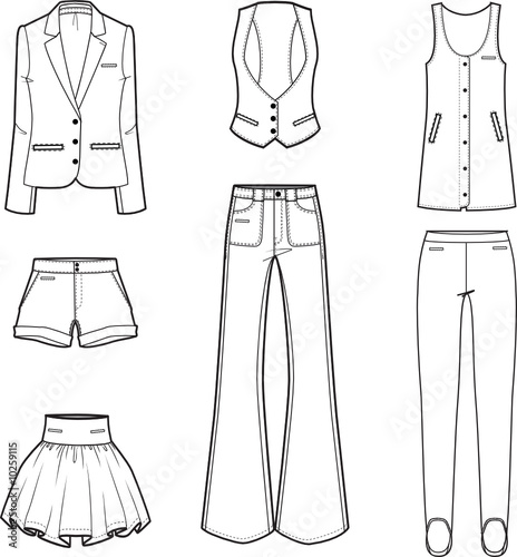 women s fashion clothes set - vector