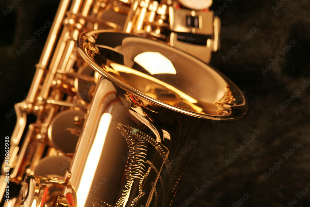 Fototapeta premium picture of a beautiful golden saxophone
