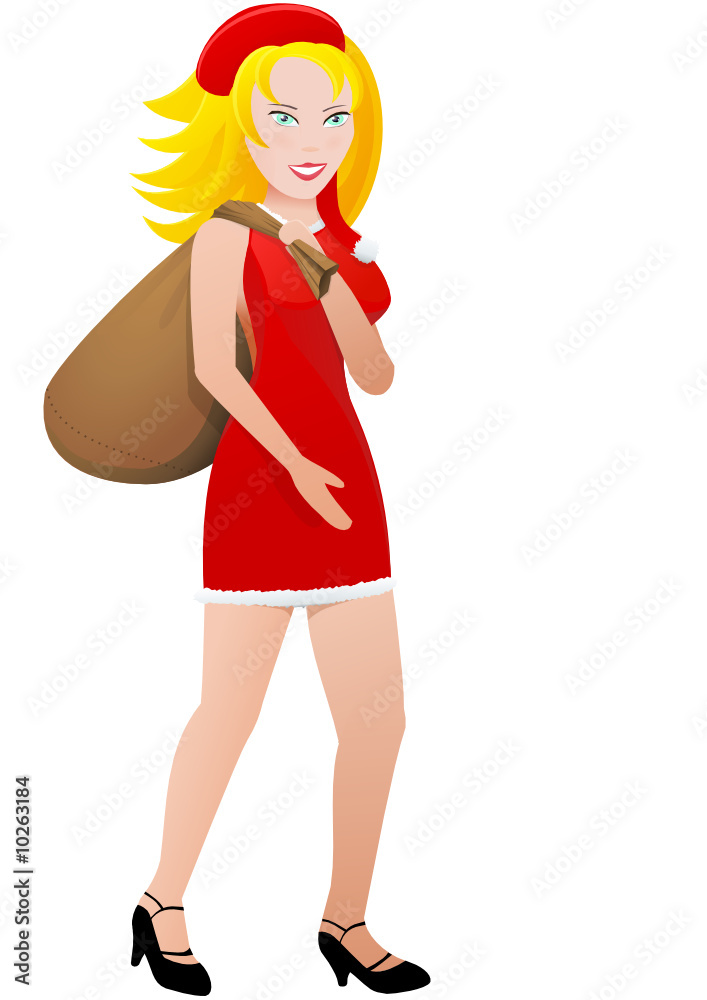 Fille du père Noël en livraison (détouré)