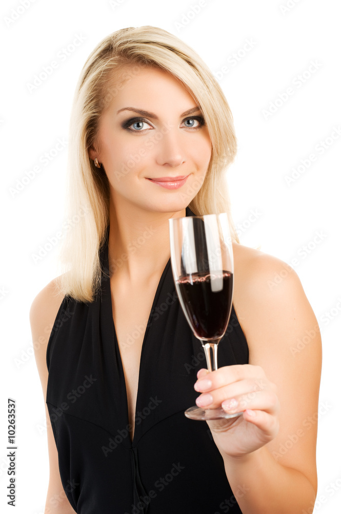 Beautiful young woman with a glass of red wine Beautiful young woman with a glass of red wine