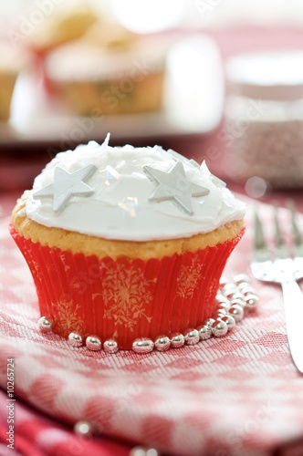 Delicious christmas cupcake, decorated with stars