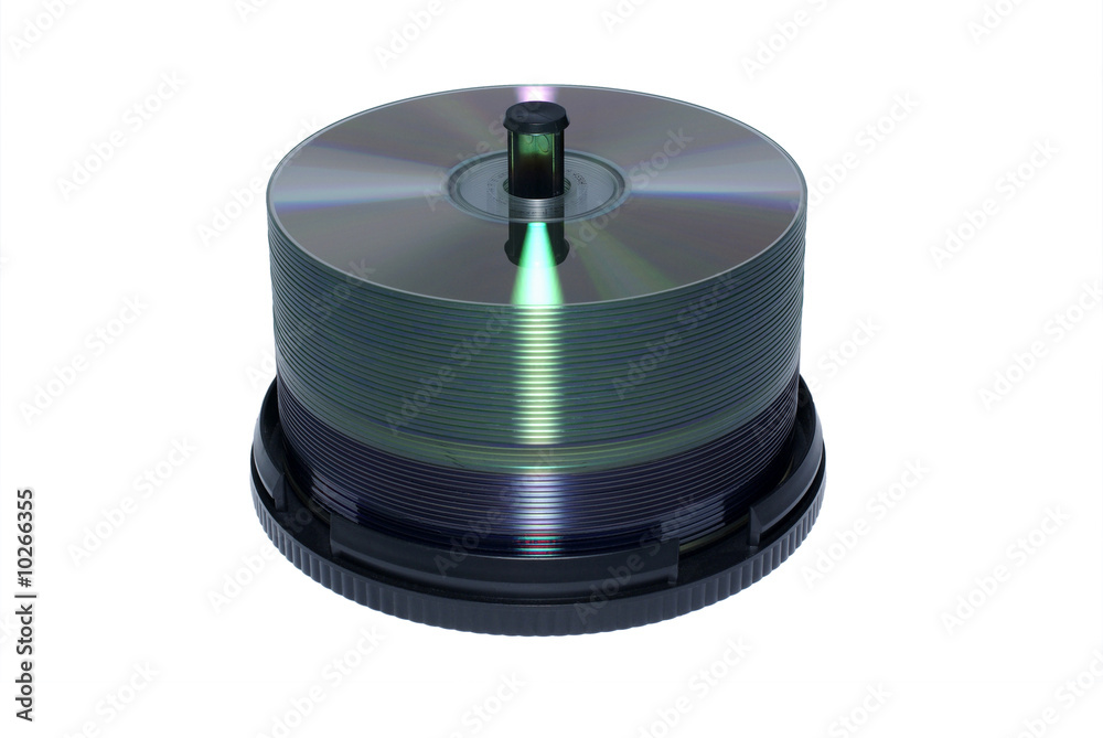 Stack of blank DVD and CD discs isolated on white background. Stack of blank DVD and CD discs isolated on white background.