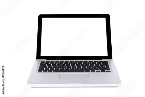 Laptop computer with blank space, isolated on a white background