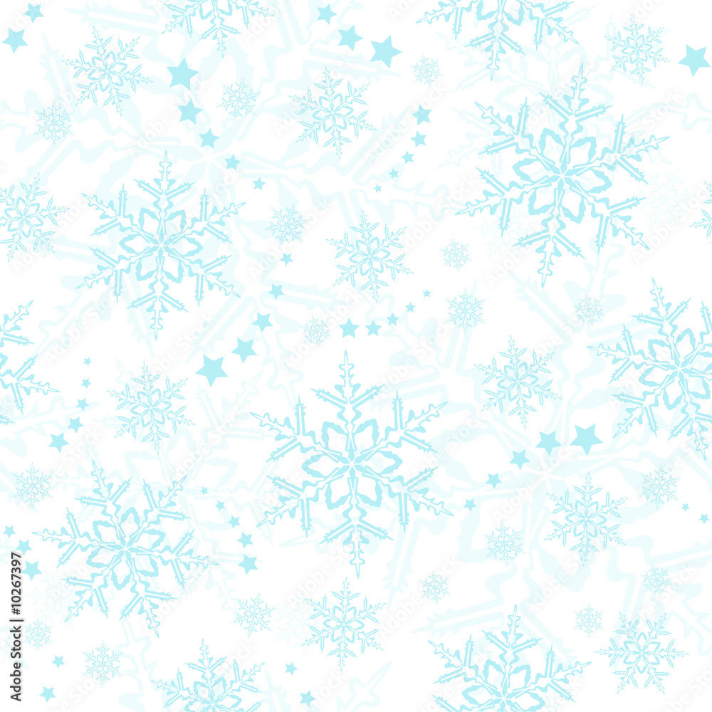 Light blue snowflakes, winter pattern that will tile seamlessly