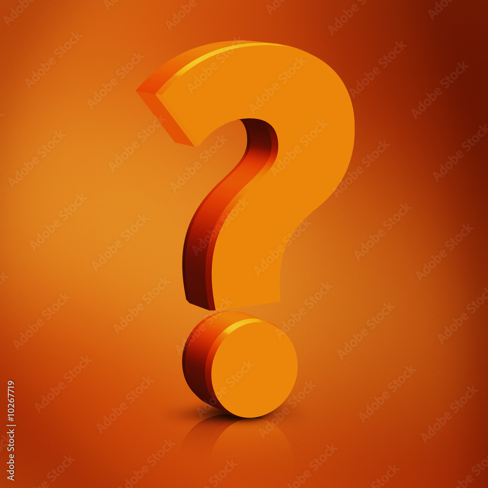 3D Orange Question Mark on Orange Background Stock Illustration | Adobe