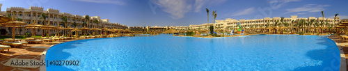 A panoramic image of a luxury holiday resort in Egypt.