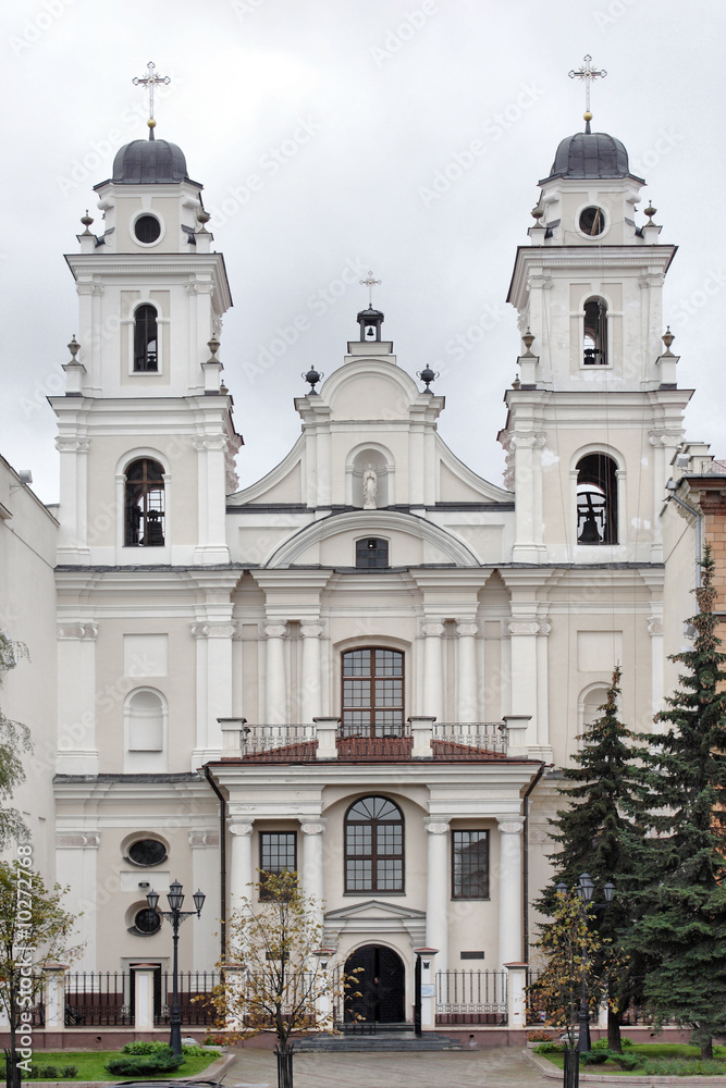 Building of the Jesuit church of 17 centuries in Minsk city