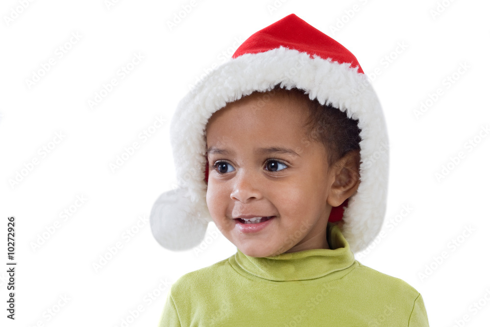African baby girl with red hat of Christmas African baby girl with red hat of Christmas