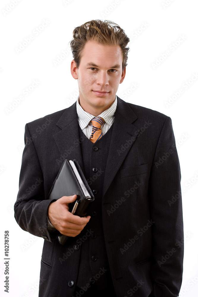 Portrait of happy smiling businessman, white background. Portrait of happy smiling businessman, white background.