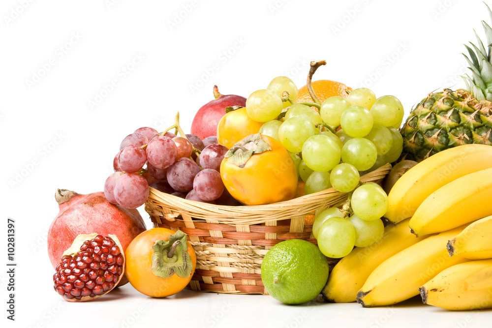 Still-life with fruits on a white background Still-life with fruits on a white background