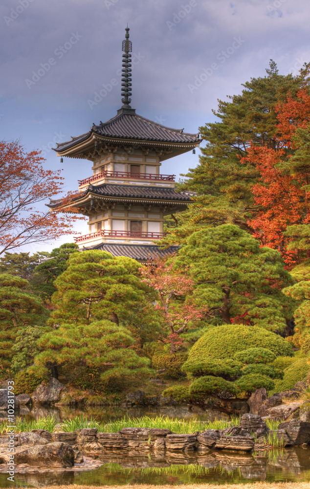 Fototapeta premium Image of the garden and Pagoda from Rinoji temple,Sendai
